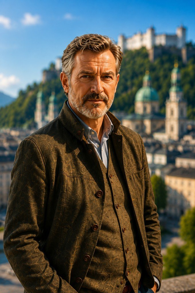 Porträt Benedikt Höller vor der Salzburger Kulisse