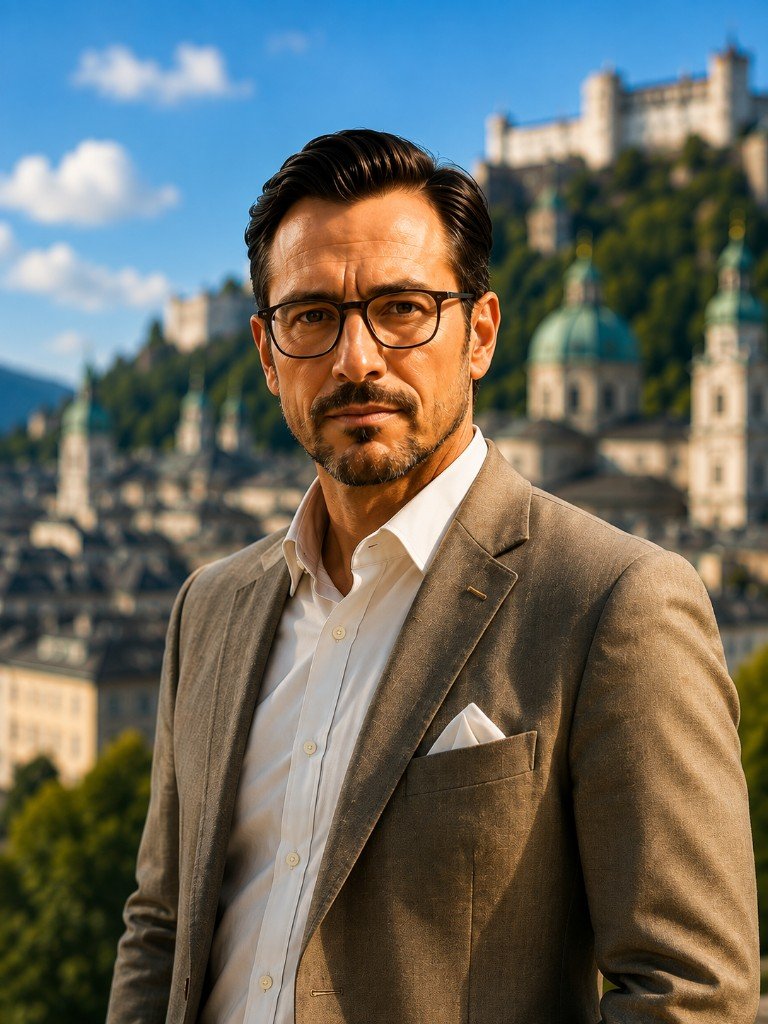 Porträt Dr. Maximilian Seiler vor der Salzburger Kulisse